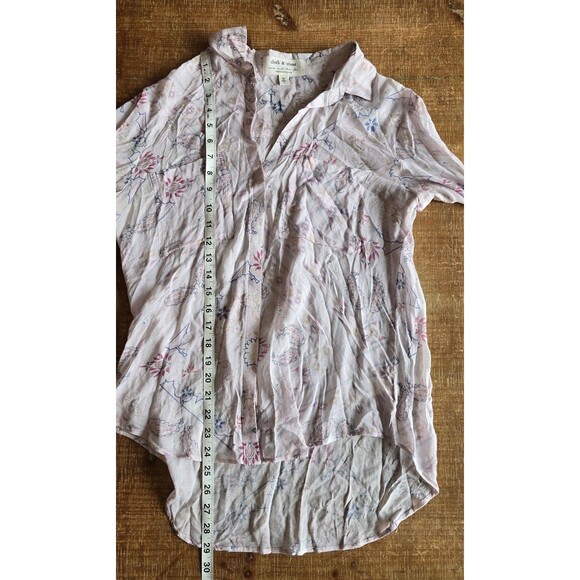 Cloth and stone paisley button up sheer Long sleeve shirt women's size small - Picture 8 of 9